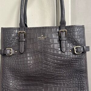 Kate Spade Dark Gray Croc-Embossed Tote